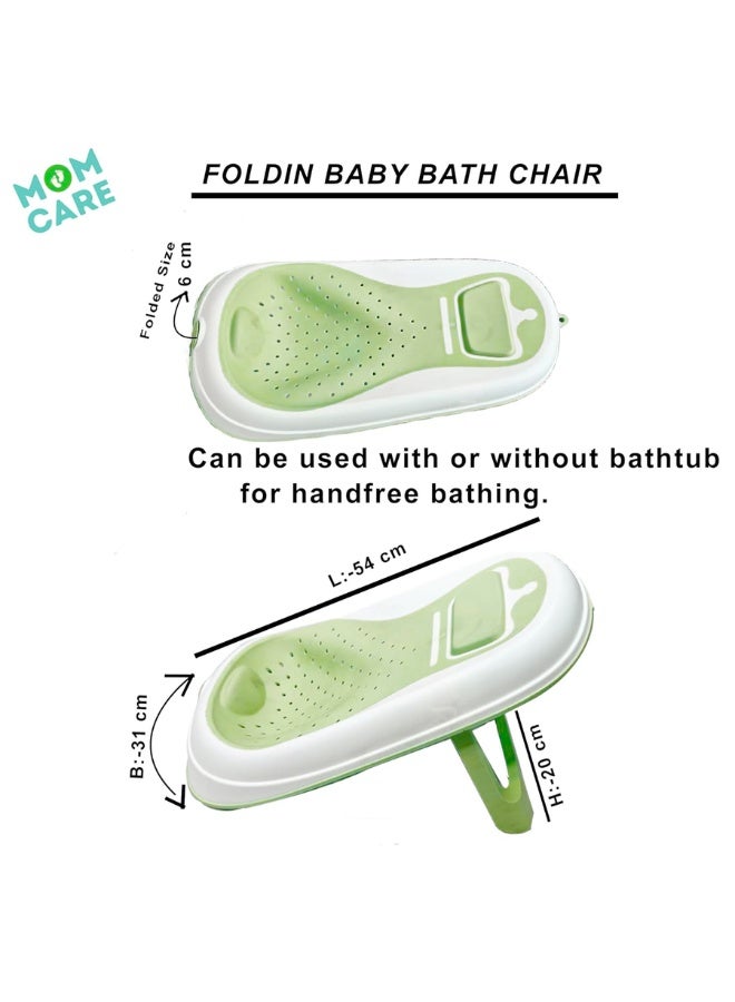 MOM CARES Folding Baby Bath Tub for Newborns and Toddlers, Ergonomic Anti-Slip Baby Bather Chair with Soft Silicone Mesh Seat, Space-Saving Foldable Legs, Safe Non-Toxic BPA-Free Material, Fits Standard Bathtubs, Portable Travel Infant Tub from Birth to Sitting Up - Image 5