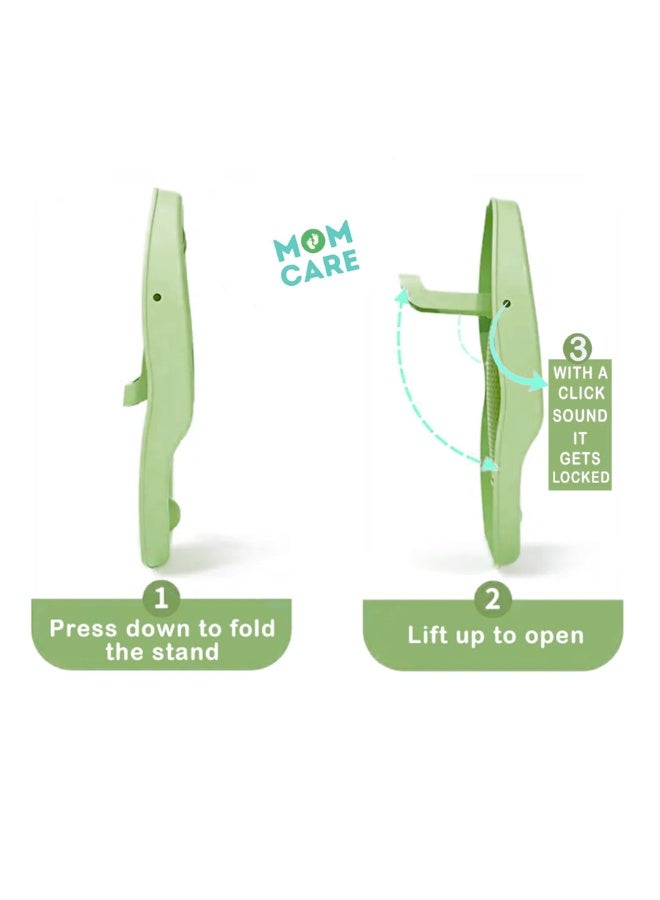 MOM CARES Folding Baby Bath Tub for Newborns and Toddlers, Ergonomic Anti-Slip Baby Bather Chair with Soft Silicone Mesh Seat, Space-Saving Foldable Legs, Safe Non-Toxic BPA-Free Material, Fits Standard Bathtubs, Portable Travel Infant Tub from Birth to Sitting Up - Image 4