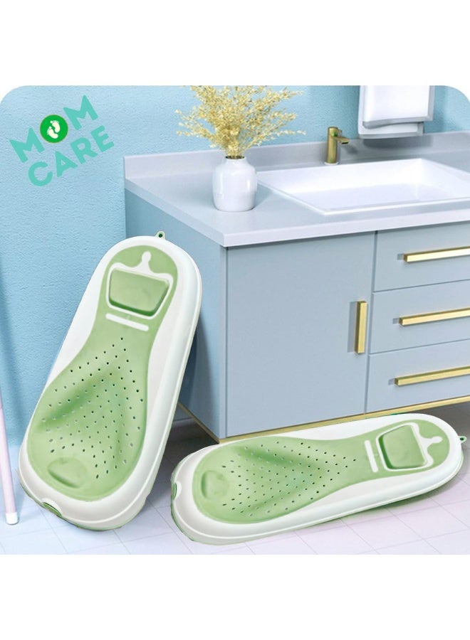 MOM CARES Folding Baby Bath Tub for Newborns and Toddlers, Ergonomic Anti-Slip Baby Bather Chair with Soft Silicone Mesh Seat, Space-Saving Foldable Legs, Safe Non-Toxic BPA-Free Material, Fits Standard Bathtubs, Portable Travel Infant Tub from Birth to Sitting Up - Image 3