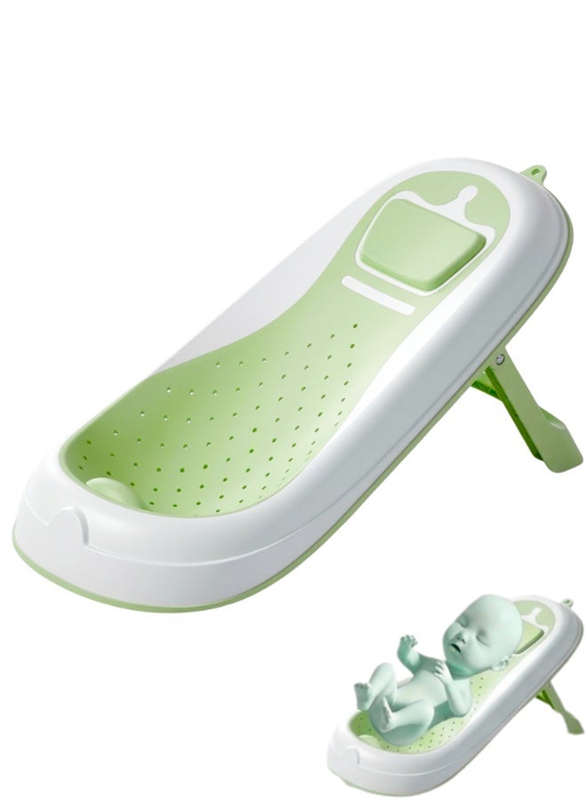 MOM CARES Folding Baby Bath Tub for Newborns and Toddlers, Ergonomic Anti-Slip Baby Bather Chair with Soft Silicone Mesh Seat, Space-Saving Foldable Legs, Safe Non-Toxic BPA-Free Material, Fits Standard Bathtubs, Portable Travel Infant Tub from Birth to Sitting Up - Image 1