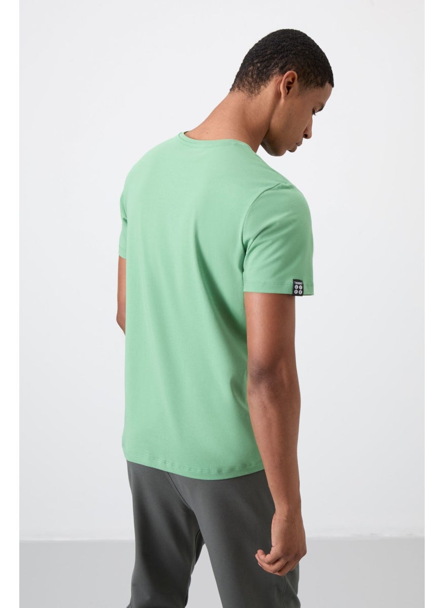 Tommy Life Pastel Green Men's Basic Short Sleeve Standard Pattern O Neck T-Shirt - 87911  - Image 5