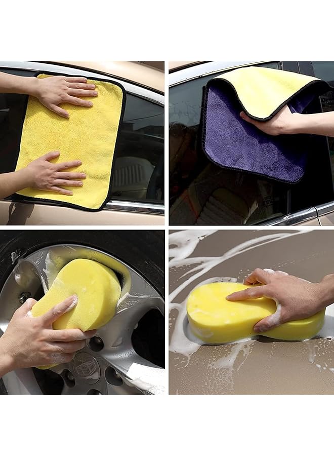 SCIENISH 15Pcs Car Cleaning Kit,Car Wash Detailing Kit,Car Detailing Brushes Set,Wash Bucket Bracket,Big Towels,Car Wash Mitts,Tire Brush,Window Water Blade,Car Wash Sponge Wax Applicators - Image 4