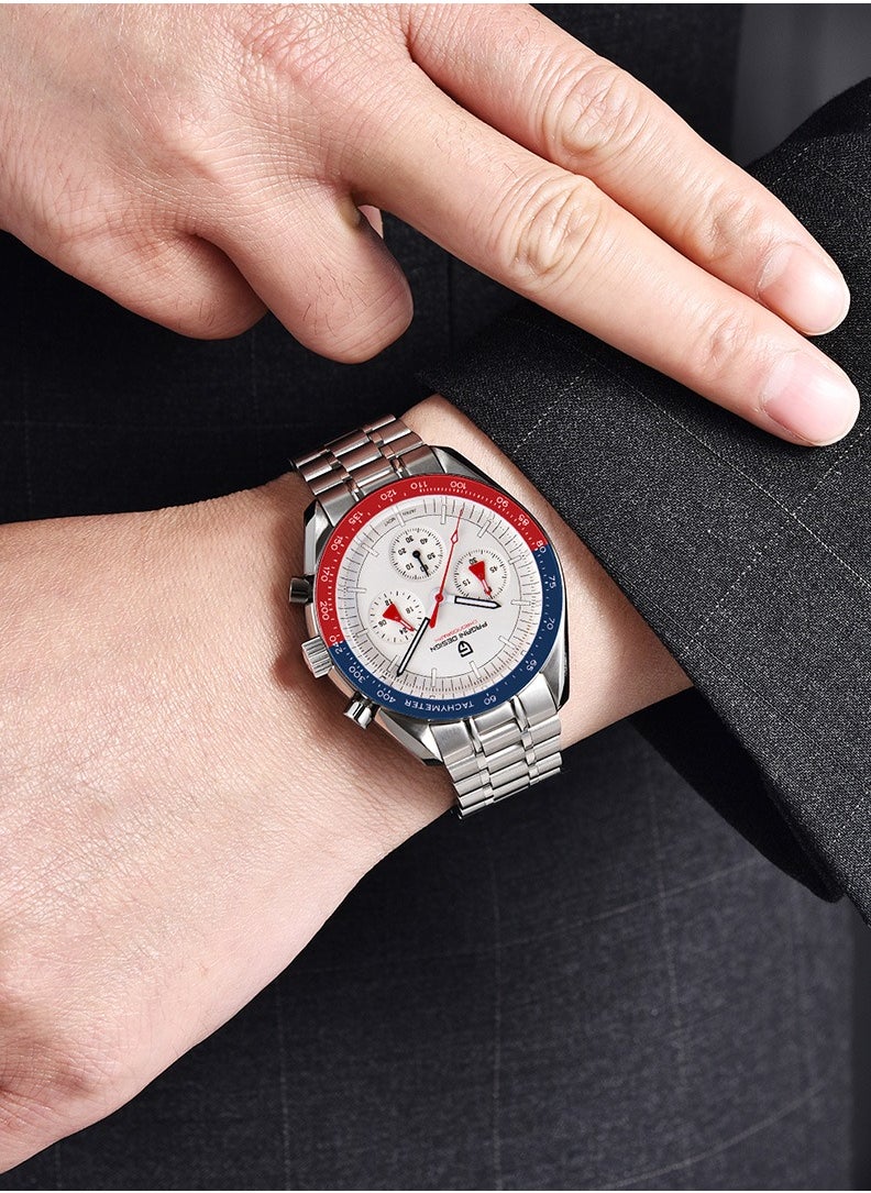 PAGANI DESIGN Men's Quartz Watches Chronograph Stainless Steel Wrist Watch for Men  - Image 2