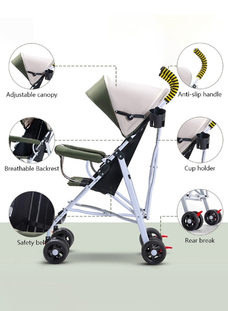 ​هايالكس​ عربة أطفال خفيفة الوزن ومدمجة، عربات أطفال فردية بمظلة قابلة للتعديل وعجلات دوارة، عربة سفر مع حامل أكواب (0-3 سنوات) - Image 4