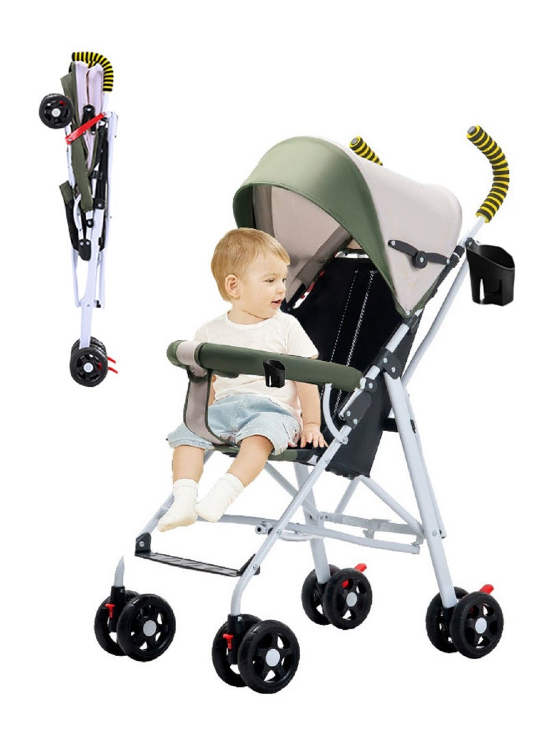 ​هايالكس​ عربة أطفال خفيفة الوزن ومدمجة، عربات أطفال فردية بمظلة قابلة للتعديل وعجلات دوارة، عربة سفر مع حامل أكواب (0-3 سنوات) - Image 1