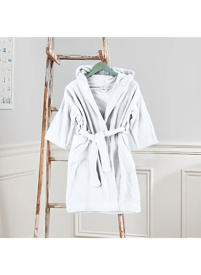 BYFT - Daffodil (White) Premium 6 Year Kids Bathrobe(Set of 1) Terry Cotton, Highly Absorbent and Quick dry, Hotel and Spa Quality Bathrobe-400 Gsm - Image 1