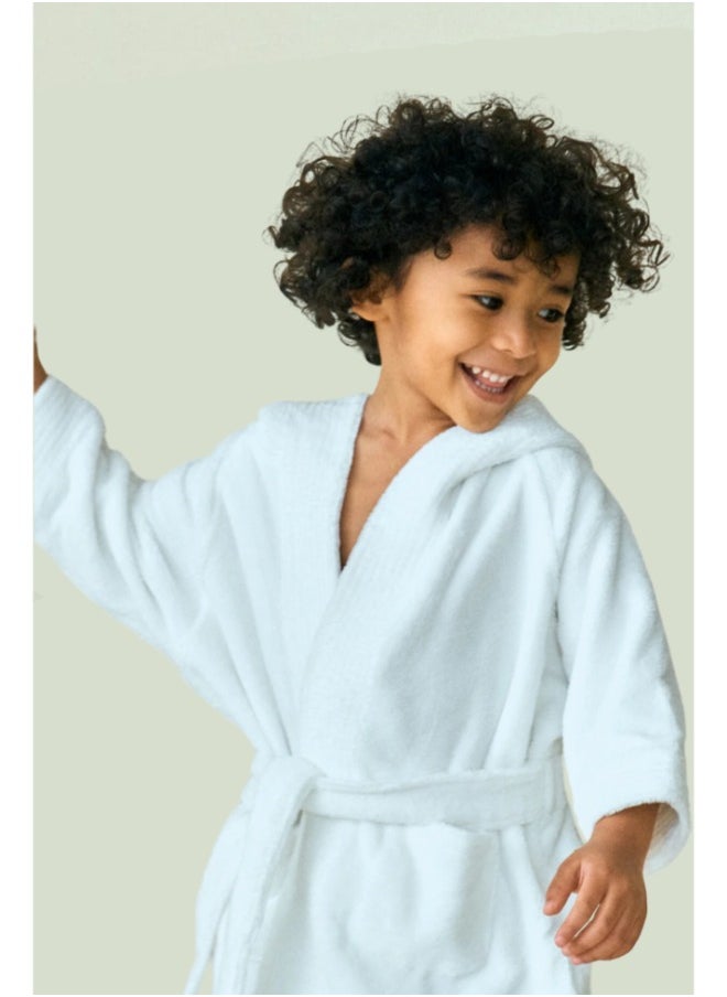 BYFT - Daffodil (White) Premium 6 Year Kids Bathrobe(Set of 1) Terry Cotton, Highly Absorbent and Quick dry, Hotel and Spa Quality Bathrobe-400 Gsm - Image 1