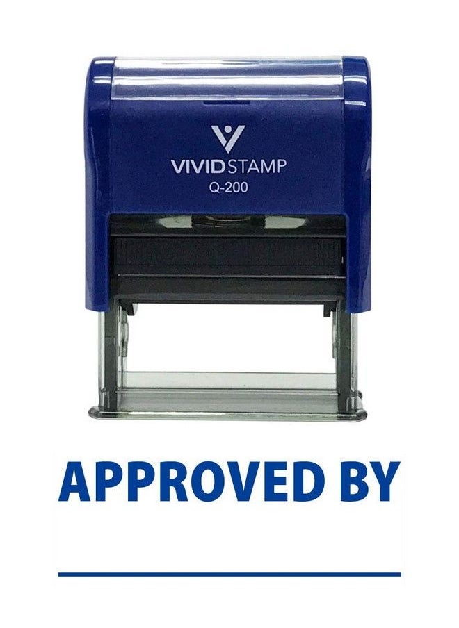 Vivid Stamp Approved By Self Inking Rubber Stamp (Blue Ink) Medium  - Image 2