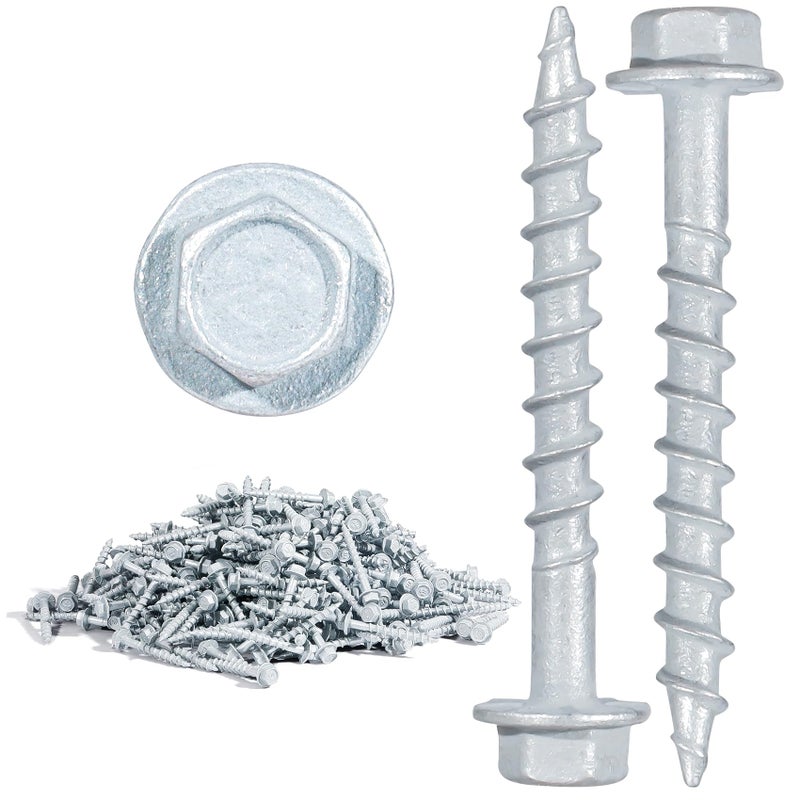 MTZUL SD Connector Screws, #9 x 1-1/2" Heavy Duty Joist Hanger Screws, 1/4" Hex Head, 0.380" Dia, 10D Nail Replacement, Mechanical Galvanized, 1500-Hour Salt Spray Tested, 500 Count - Image 1