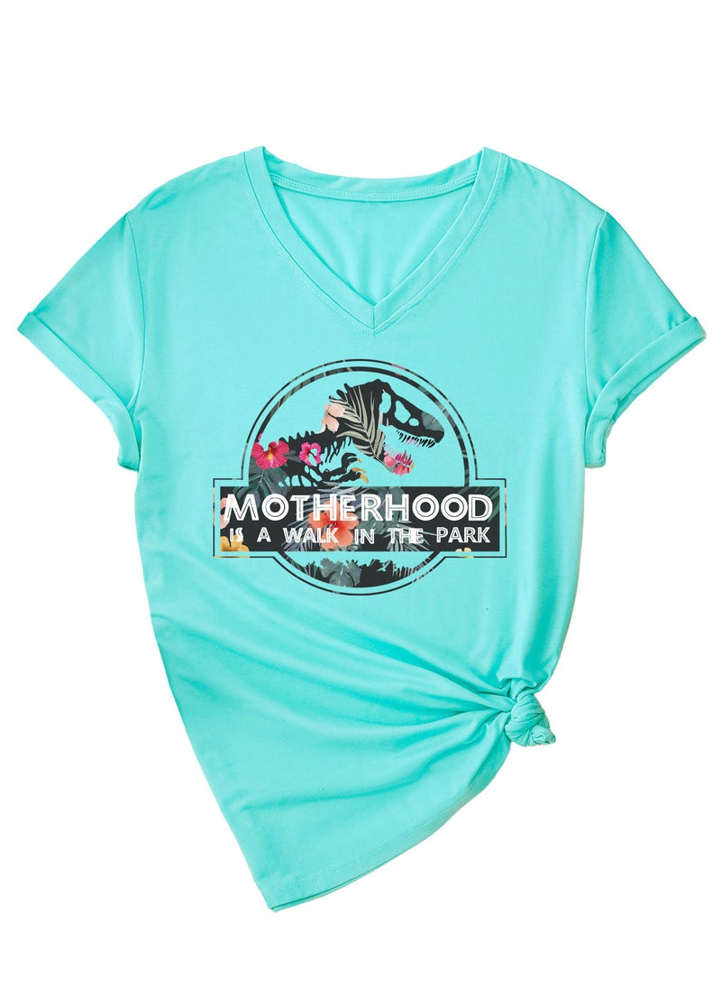 Generic - New MOTHERHOOD V-Neck Fashion Womens Tee 3812-deep water blue (color picture) - Image 1