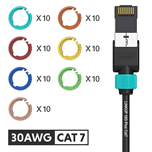 LINKUP - Cat7 30AWG Cable Identifier Coloured Rings - Assorted 7 Colours 10 pcs Each (70 Pack) - Image 2