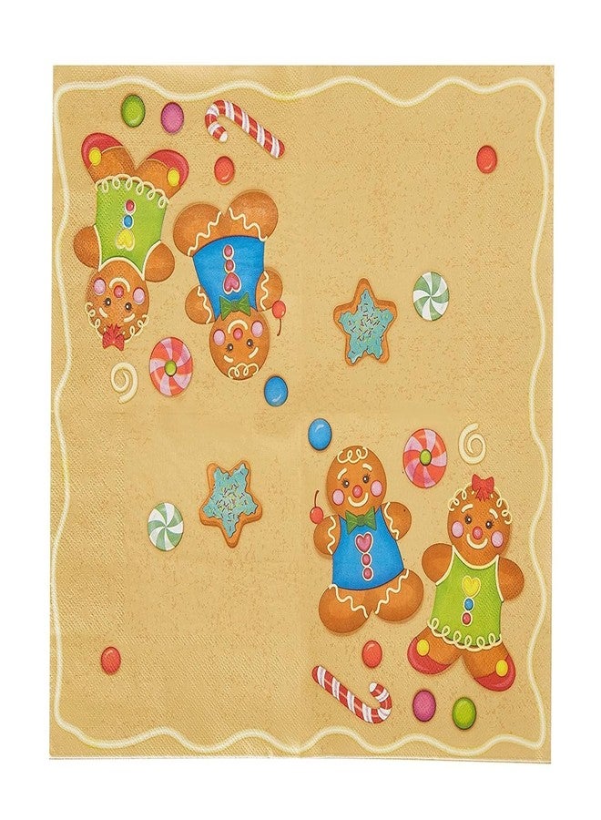 Juvale Gingerbread Man Cocktail Napkins - 100 Pack, 2-Ply, 6.5 x 6.5 In Folded/13 x 13 In Unfolded - Cute Boy & Girl Gingerbread Design - Paper Cocktail & Cookie Napkin Set - Image 4