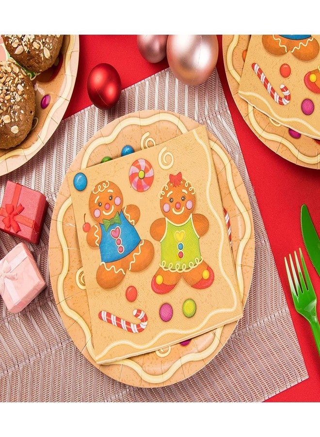 Juvale Gingerbread Man Cocktail Napkins - 100 Pack, 2-Ply, 6.5 x 6.5 In Folded/13 x 13 In Unfolded - Cute Boy & Girl Gingerbread Design - Paper Cocktail & Cookie Napkin Set - Image 2