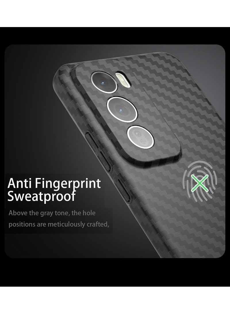 عام حافظة متوافقة مع ممن لهم رينو 12 برو ، ألياف الكربون الملمس الصلب الكمبيوتر قذيفة ضئيلة رقيقة مكافحة بصمة تبديد الحرارة الغطاء الواقي لمن لهم رينو 12 برو - Image 4