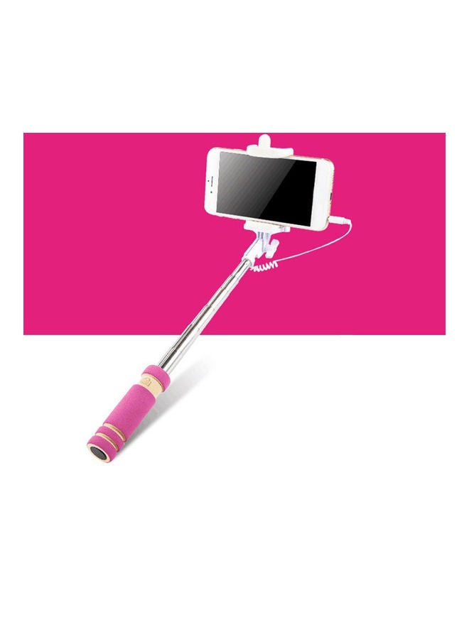 NIBEMINENT Mini Handheld Wired Remote Phone Selfie Stick Pink