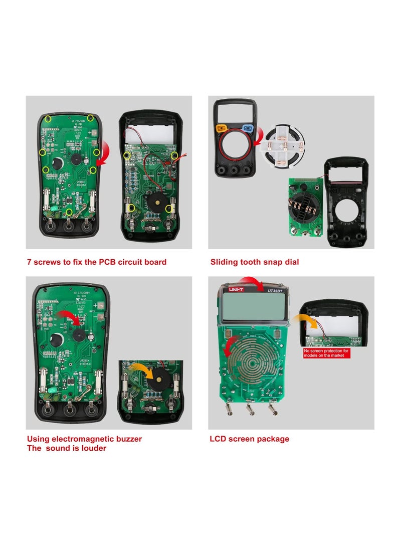 Digital Multimeter Voltage Current Resistance Ohm Capacitance NCV Tester LCD Backlite Red and grey 134mm x 77mm 47mm, Ut33c+