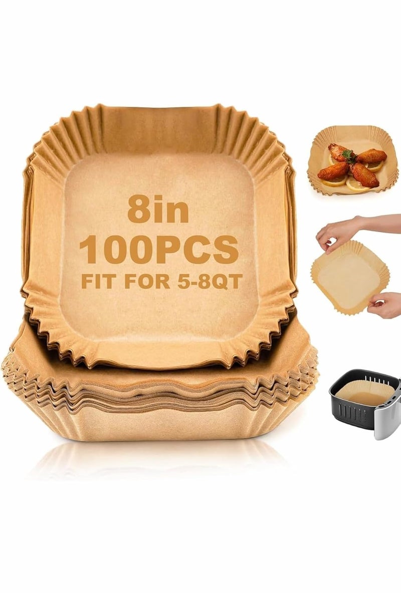 ELEGAR ELEGAR Air Fryer Special Paper Plate Thickened High Temperature Greaseproof Paper Square Baking Disposable Household OilProof Food Grade Parchment for Baking Roasting Microwave pake of 100