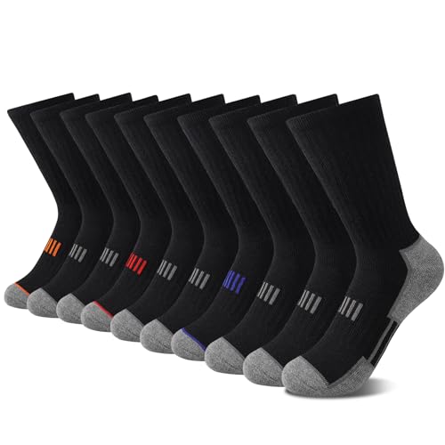 Comfoex 10 Pairs Boys Socks Crew Athletic Calf Long Half Cushioned Socks For Kids 4-6 6-8 8-10 Years Old - Image 1