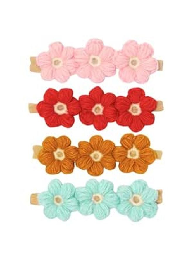 4pcs Newborn Flower Headbands Soft Yarn Floral Hairbands with No Trace Elastic Bands - Image 1