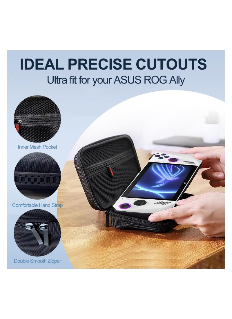 Carry Case Compatible with ASUS ROG Ally, Protective Hard Portable Travel Case Cover Shell Pouch with Pockets for Accessories and Games