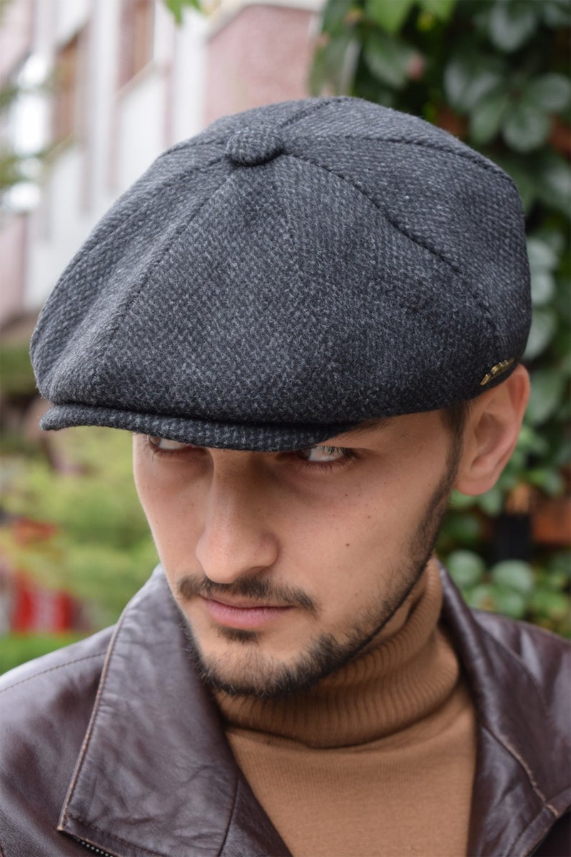 Göksu Şapka قبعة غوكسو الشتوية بأسلوب إنجليزي بيكي بلايندرز بنقوش سوداء 8 قطع - Image 2