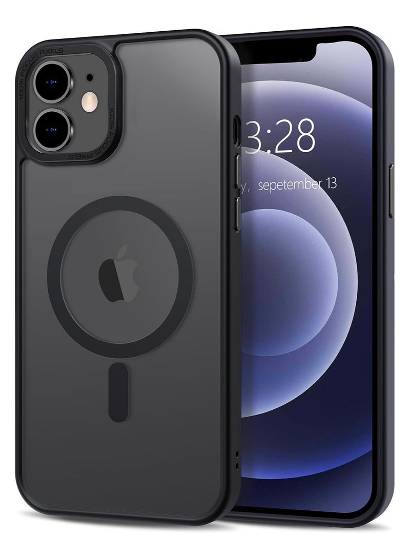 حافظة مغناطيسية لهاتف iPhone 11 مقاس 6.1 بوصة حافظة هاتف شفافة غير لامعة رفيعة ومضادة للصدمات ومضادة للأصفر للنساء والرجال والفتيات والأولاد (أسود) - Image 1