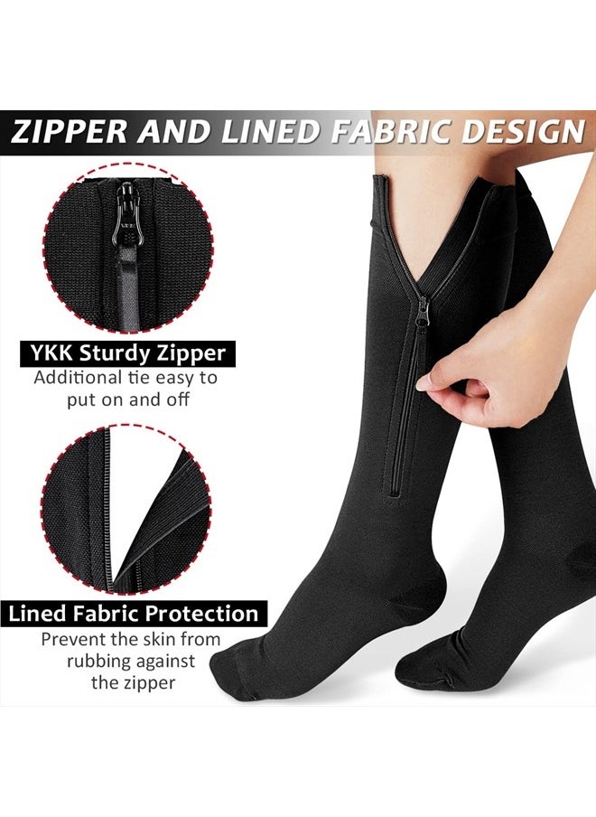 Ailaka Zipper Compression Socks for Men Women - 20-30 mmHg Close Toe Knee High Medical Compression Socks with Zipper, Zip Up Socks for Varicose Veins, Edema, Recovery, Pregnant, Nurse  - Image 1