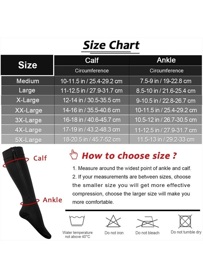 Ailaka Zipper Compression Socks for Men Women - 20-30 mmHg Close Toe Knee High Medical Compression Socks with Zipper, Zip Up Socks for Varicose Veins, Edema, Recovery, Pregnant, Nurse  - Image 3