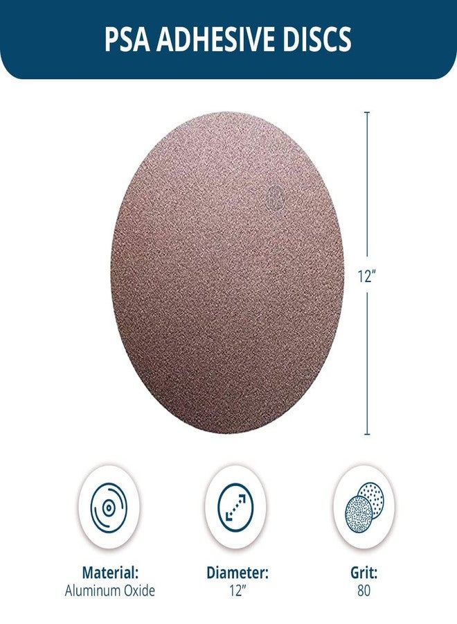 كاشطة القياس أقراص صنفرة Benchmark Abrasives PSA Gold بدون ثقوب مقاس 12 بوصة بظهر لاصق مع حبيبات أكسيد الألومنيوم، ورق صنفرة مداري للسيارات - قرص صنفرة مقاس 12 بوصة - مزج الأسطح (عبوة من 10 قطع)، حبيبات 80 - Image 5