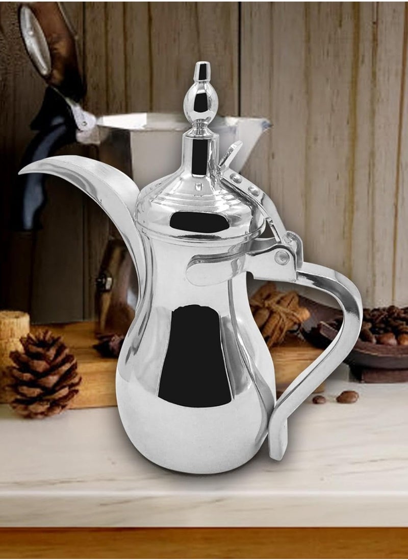 Tk Arabic Coffee Dallah Pot Rustproof Premium Stainless Steel Teapot Mirror Finish Coffee Kettle Easy Pour Spout Tea Kettle with Attached Lid and Ergonomic Handle Dishwasher  - Image 2
