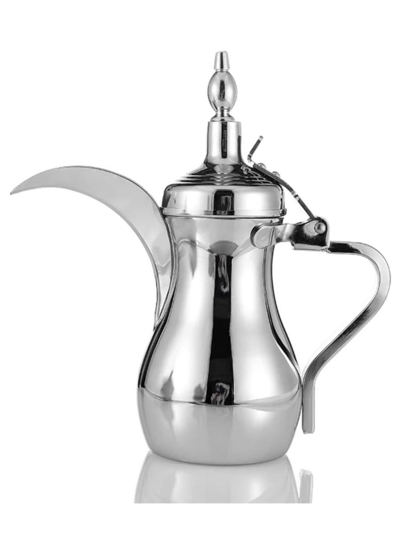 Tk Arabic Coffee Dallah Pot Rustproof Premium Stainless Steel Teapot Mirror Finish Coffee Kettle Easy Pour Spout Tea Kettle with Attached Lid and Ergonomic Handle Dishwasher  - Image 1