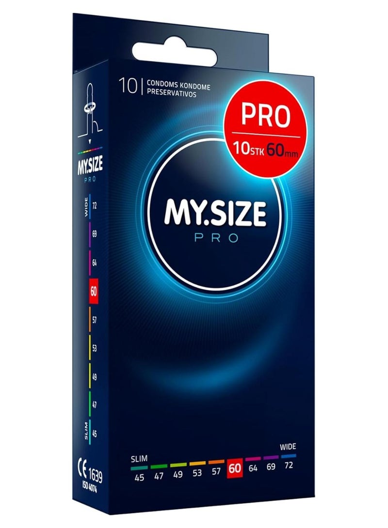 My Size Pro Ultra Thin Condoms 10 Pieces (60 Size) – Odorless, Long Lasting, Sustainable, Premium Quality for Maximum Comfort, Pleasure, and Sexual Health – Proper Fit Reduces Risks and Enhances Protection – Latex Men Condoms Available in Multiple Sizes (45 to 72) - Image 1