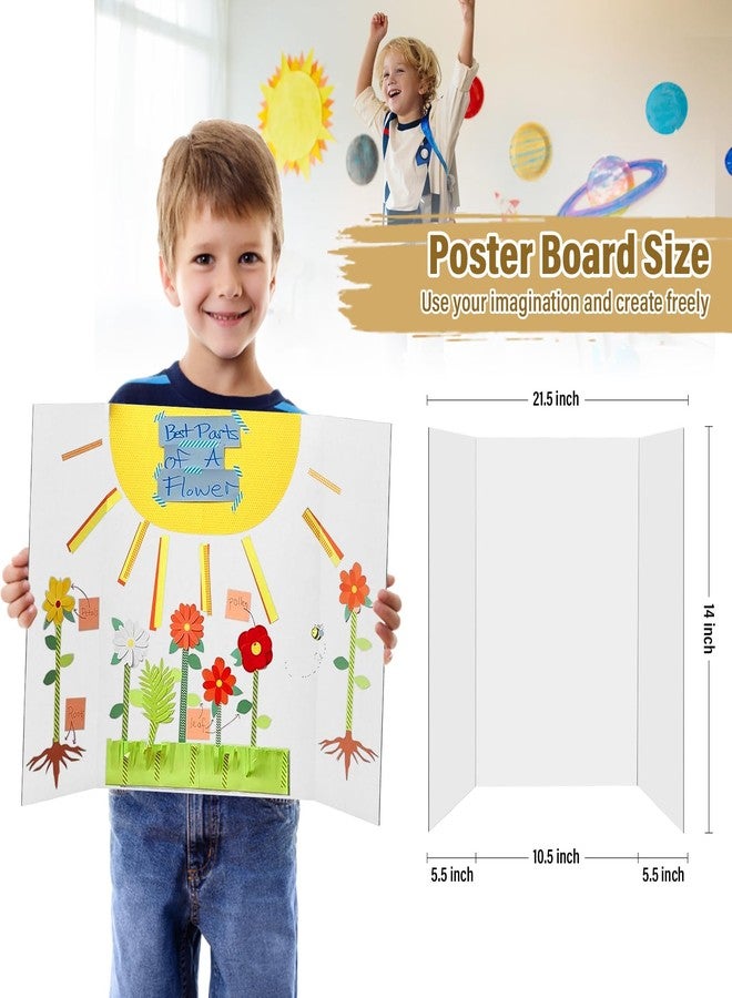 BXIHUR 4 Pcs Trifold Poster Board, 21.5x14 inches Small White Poster Board Comes with Sticky Accessories, Corrugated Presentation Boards, Display Board for School Projects, Business Presentations - Image 3
