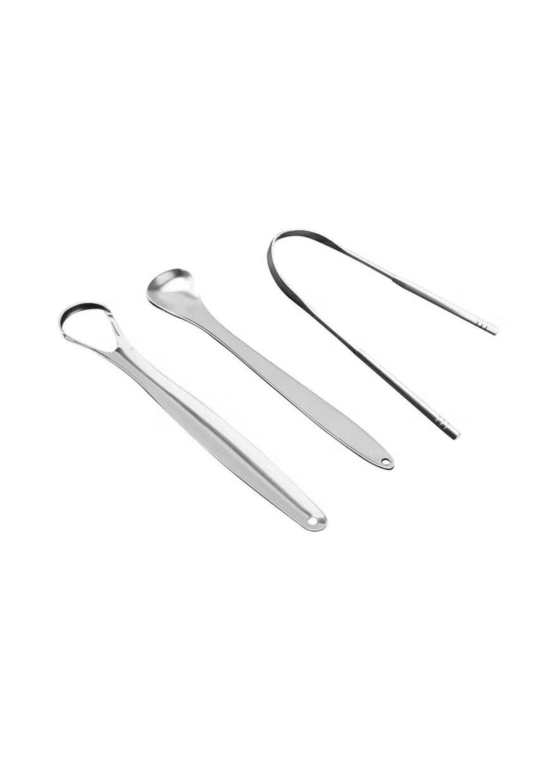 أوريتي 3 قطع الفولاذ المقاوم للصدأ منظف اللسان الفموي فضية 15 × 3 × 4.9 سم - Image 3