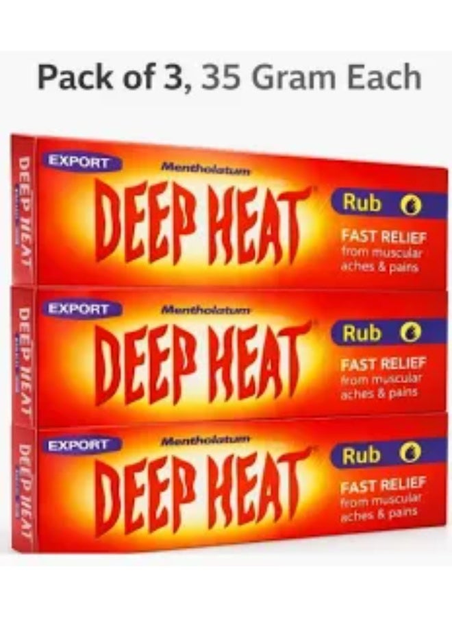 Deep Heat Rub Cream 35g Pack of 3 Fast Acting Muscle Pain Relief Cream for Back Neck Shoulder Joint Pain Heat Therapy Non Greasy Formula