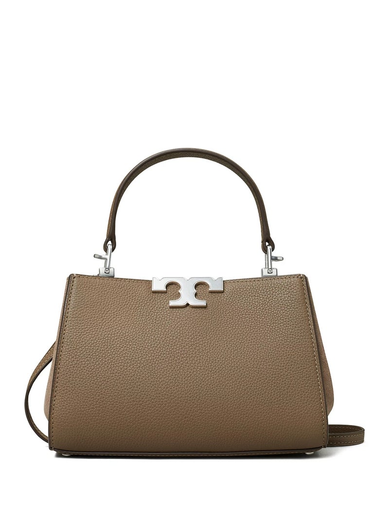 Burch Tory Burch Mini Eleanor Leather Satchel Bag, Women's Cross Body Bag, Women's Tote Bag, Women's Hand Bag, Women's Shoulder Bag, Women's Travel Bag, Wild-Mushroom-20cm - Image 1