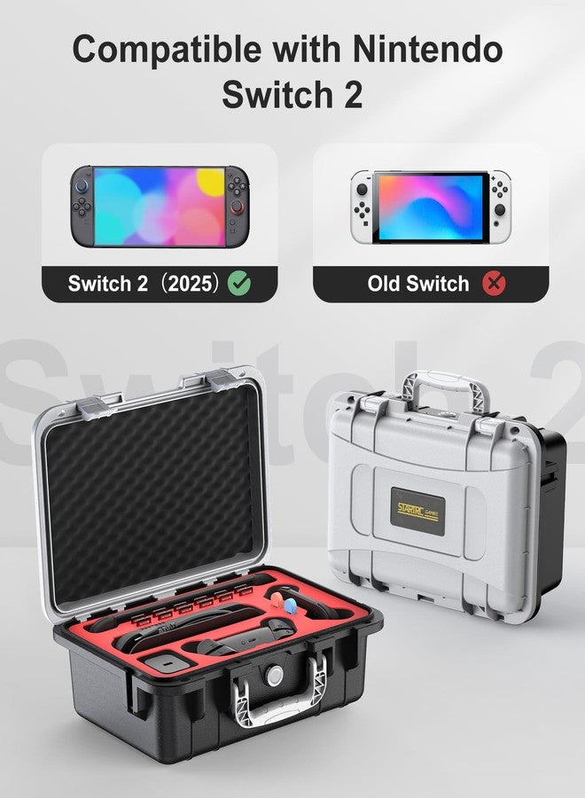 STARTRC GAMES Hard Carrying Case for Nintendo Switch 2, Professional Deluxe IP67 Waterproof, Soft Lining Hard Travel Case for Nintendo Switch 2 Console Pro Controller & Accessories (Black & White) - Image 3