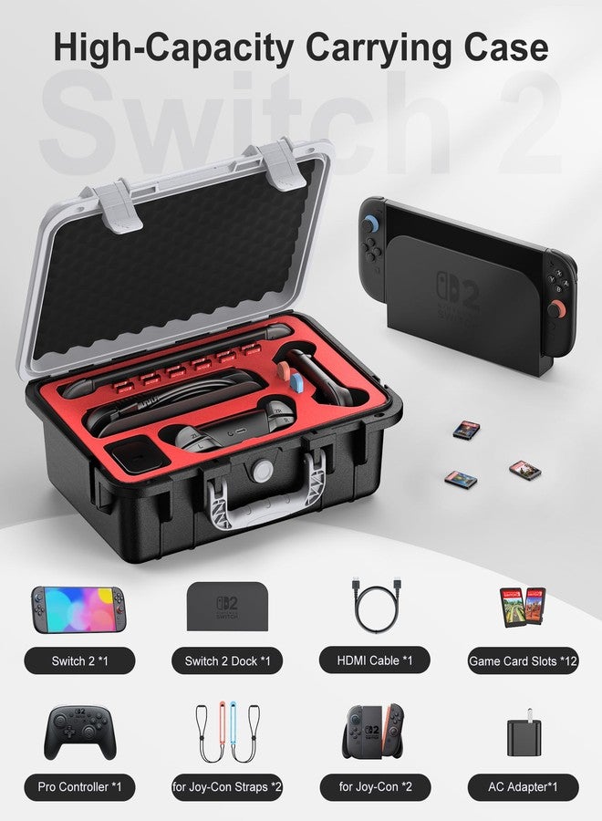 STARTRC GAMES Hard Carrying Case for Nintendo Switch 2, Professional Deluxe IP67 Waterproof, Soft Lining Hard Travel Case for Nintendo Switch 2 Console Pro Controller & Accessories (Black & White) - Image 2