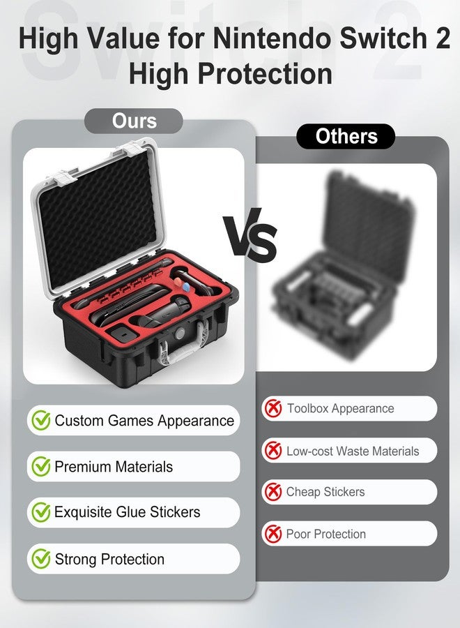 STARTRC GAMES Hard Carrying Case for Nintendo Switch 2, Professional Deluxe IP67 Waterproof, Soft Lining Hard Travel Case for Nintendo Switch 2 Console Pro Controller & Accessories (Black & White) - Image 4