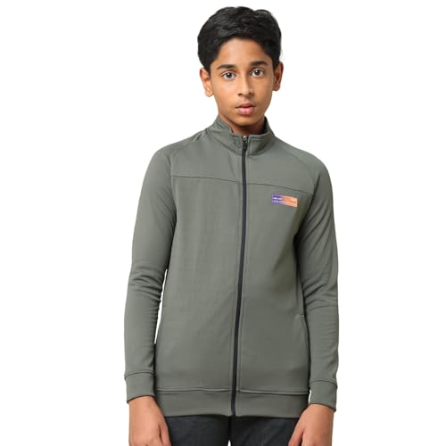 TECHNOSPORT Boy's Slim Fit Solid Zipper Jacket with SPF50+, Anti Static Properties for Regular Use - (BJB139BTE_Bettle_7-8 years) - Image 1