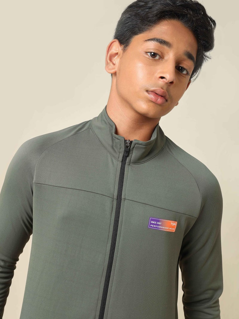 TECHNOSPORT Boy's Slim Fit Solid Zipper Jacket with SPF50+, Anti Static Properties for Regular Use - (BJB139BTE_Bettle_7-8 years) - Image 3