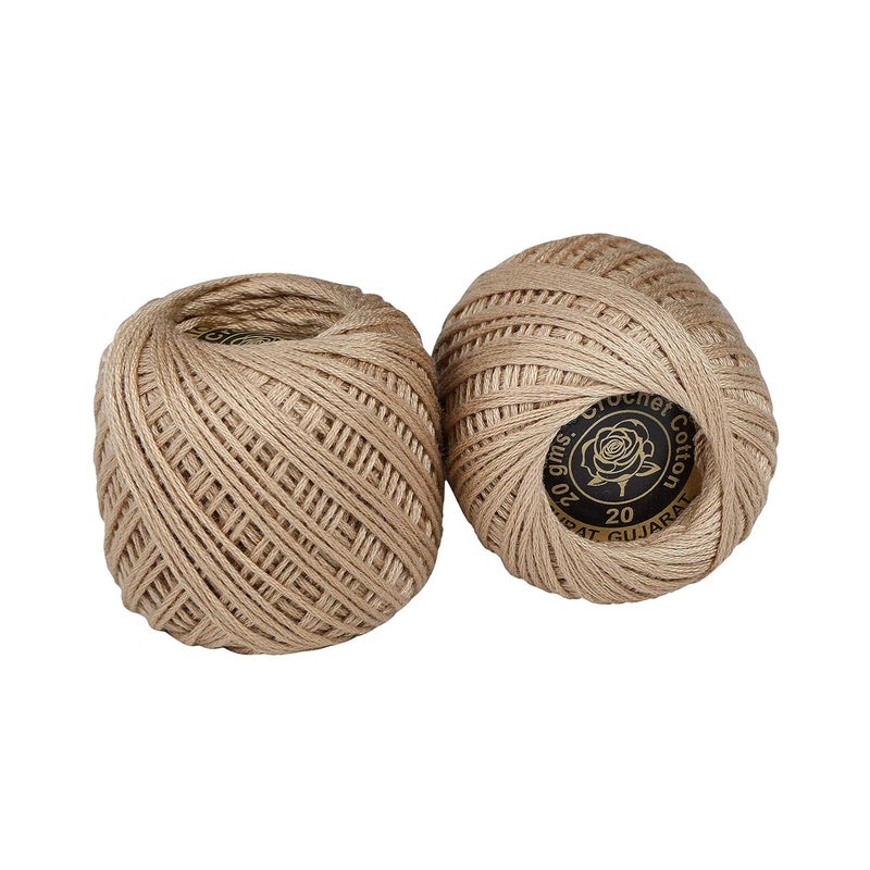 CORIOX Crochet Thread Set Of 10 Ball Crochet Cotton Thread Yarn For Knitting And Craft Making. Size 20 Gram 55 To 60 Mtr Approx (Beige), 230 Gram - Image 3