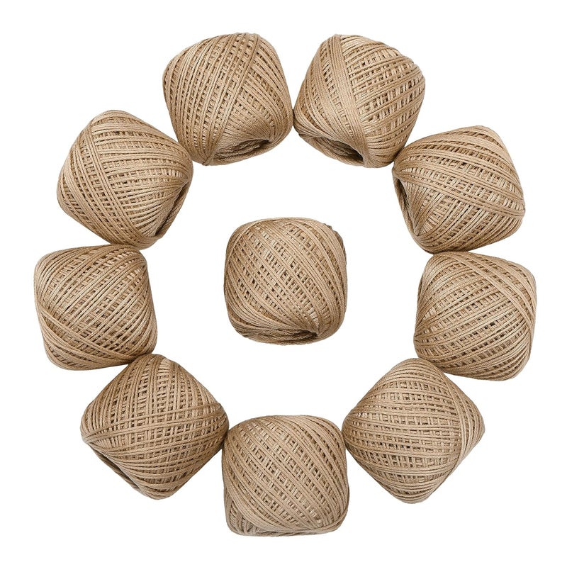 CORIOX Crochet Thread Set Of 10 Ball Crochet Cotton Thread Yarn For Knitting And Craft Making. Size 20 Gram 55 To 60 Mtr Approx (Beige), 230 Gram - Image 2