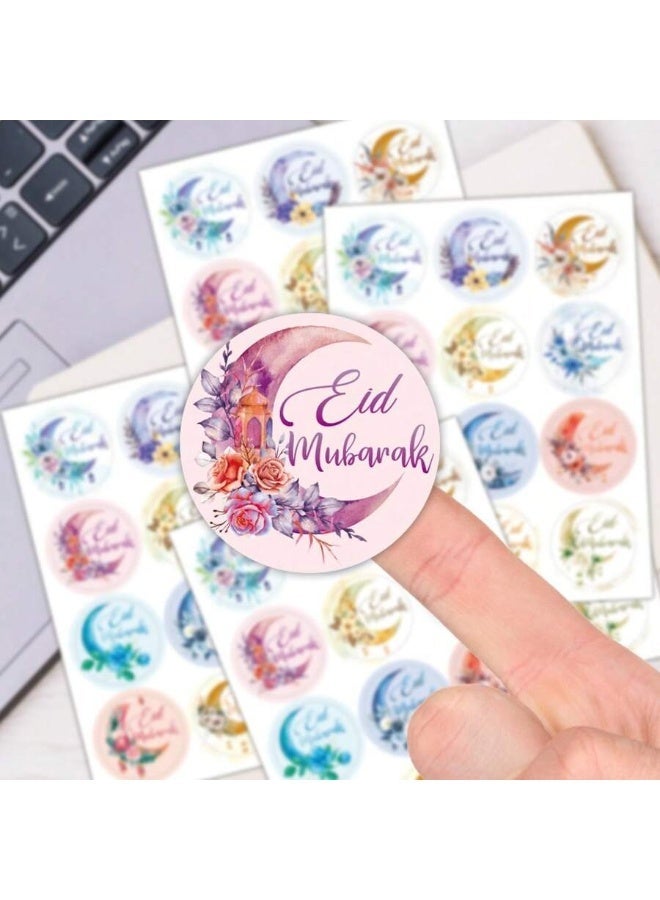 ملصقات عيد مبارك دائرية مزخرفة –ستيكرات زينة عيد الفطر 60 ملصق - Image 5