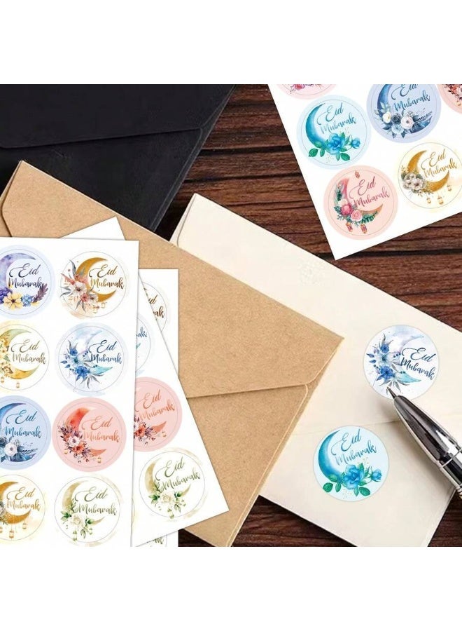ملصقات عيد مبارك دائرية مزخرفة –ستيكرات زينة عيد الفطر 60 ملصق - Image 4