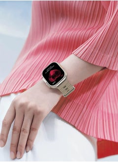 Color Fans Soft Silicone Ocean Sports Strap Compatible Apple Watch Ultra 49mm 45mm 44mm 42mm for Men Women, Adjustible Watch Band for Apple Watch Ultra/SE/Series 9/8/7/6/5/4/3/2/1 - Khaki/Gray Green  - Image 4
