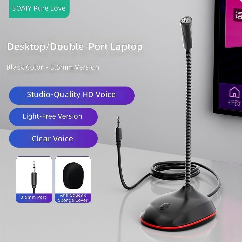 ميكروفون سطح المكتب SOAIY MK2S بمنفذ USB للاستخدام في الألعاب والبث المباشر والاجتماعات