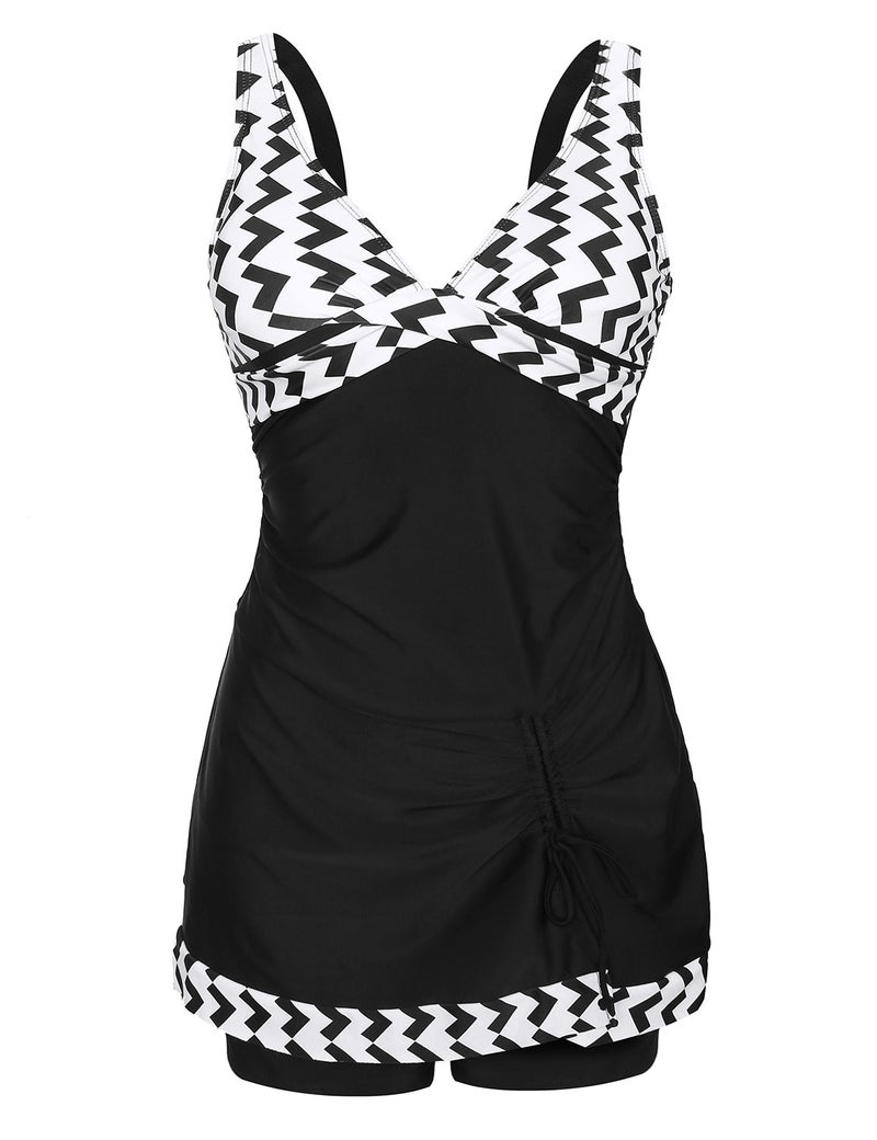 2022 New Swimsuit Sexy Printed Chest Cross Skirt Two-piece Split Women's Foreign Trade Swimwear T-Shirt Striped T-shirt XL - Image 2