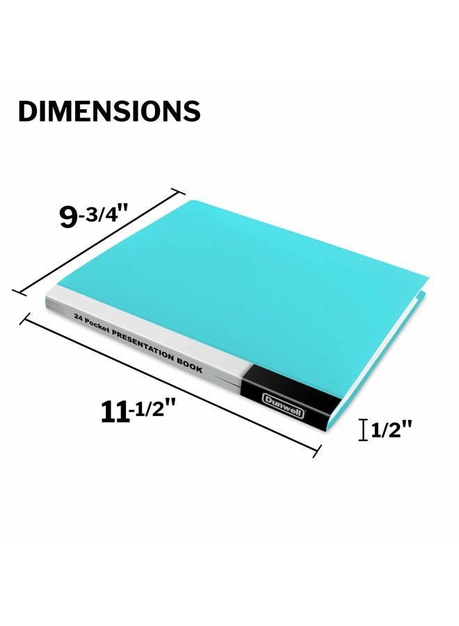 Dunwell Binder with Plastic Sleeves 24-Pocket, (Aqua) Presentation Book, 8.5 x 11 Portfolio Folder with Clear Sheet Protectors, Displays 48 Pages of Documents, Certificates, Keepsakes - Image 5