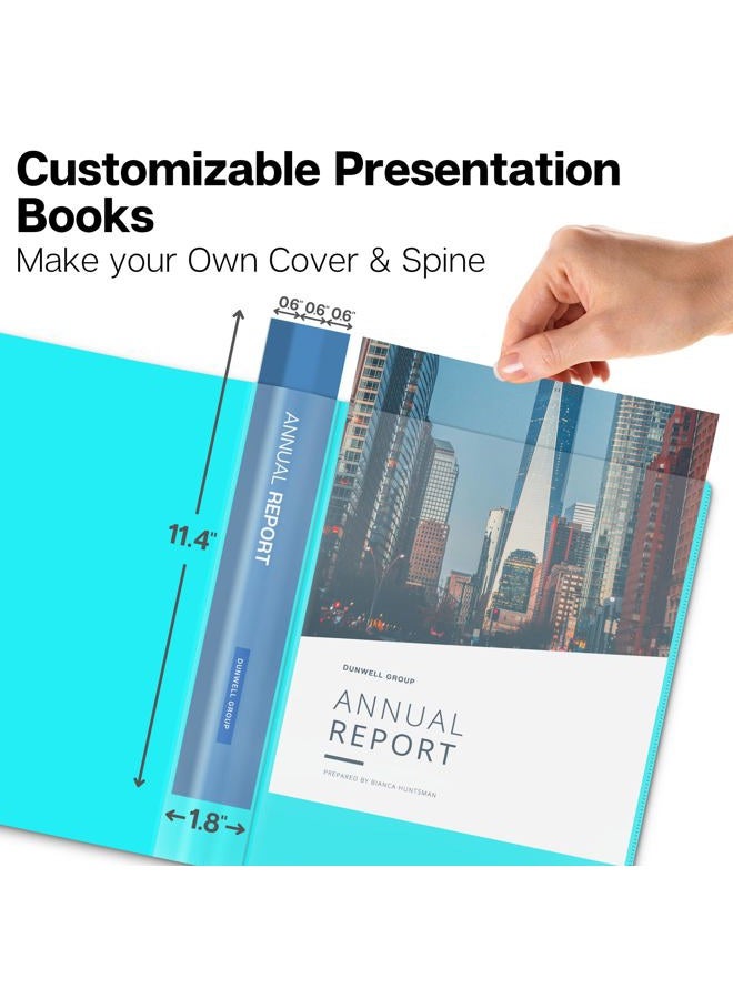 Dunwell Binder with Plastic Sleeves 24-Pocket, (Aqua) Presentation Book, 8.5 x 11 Portfolio Folder with Clear Sheet Protectors, Displays 48 Pages of Documents, Certificates, Keepsakes - Image 2
